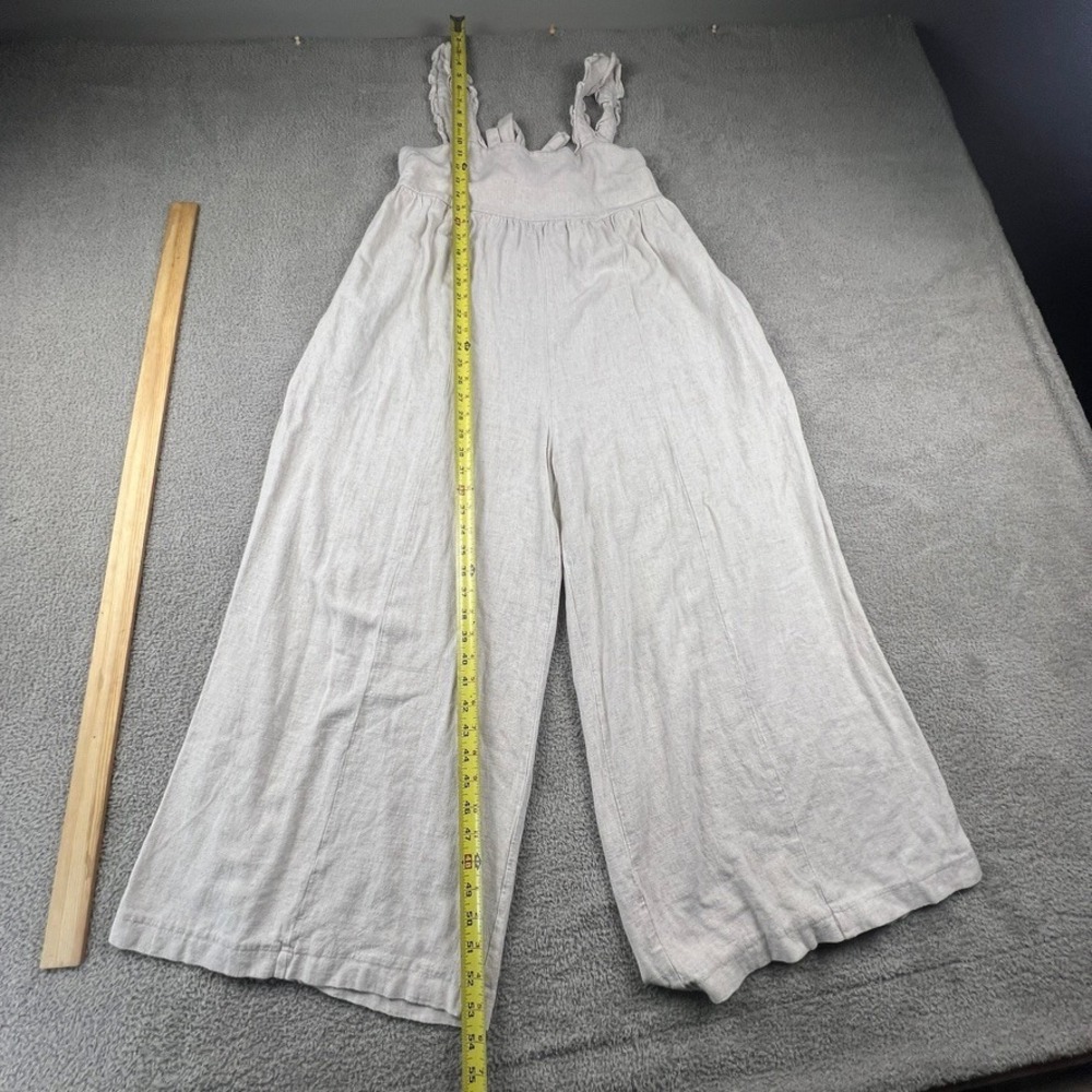 Light Cream Wide-Leg Jumpsuit with Ruffle Straps - Picture 12 of 16